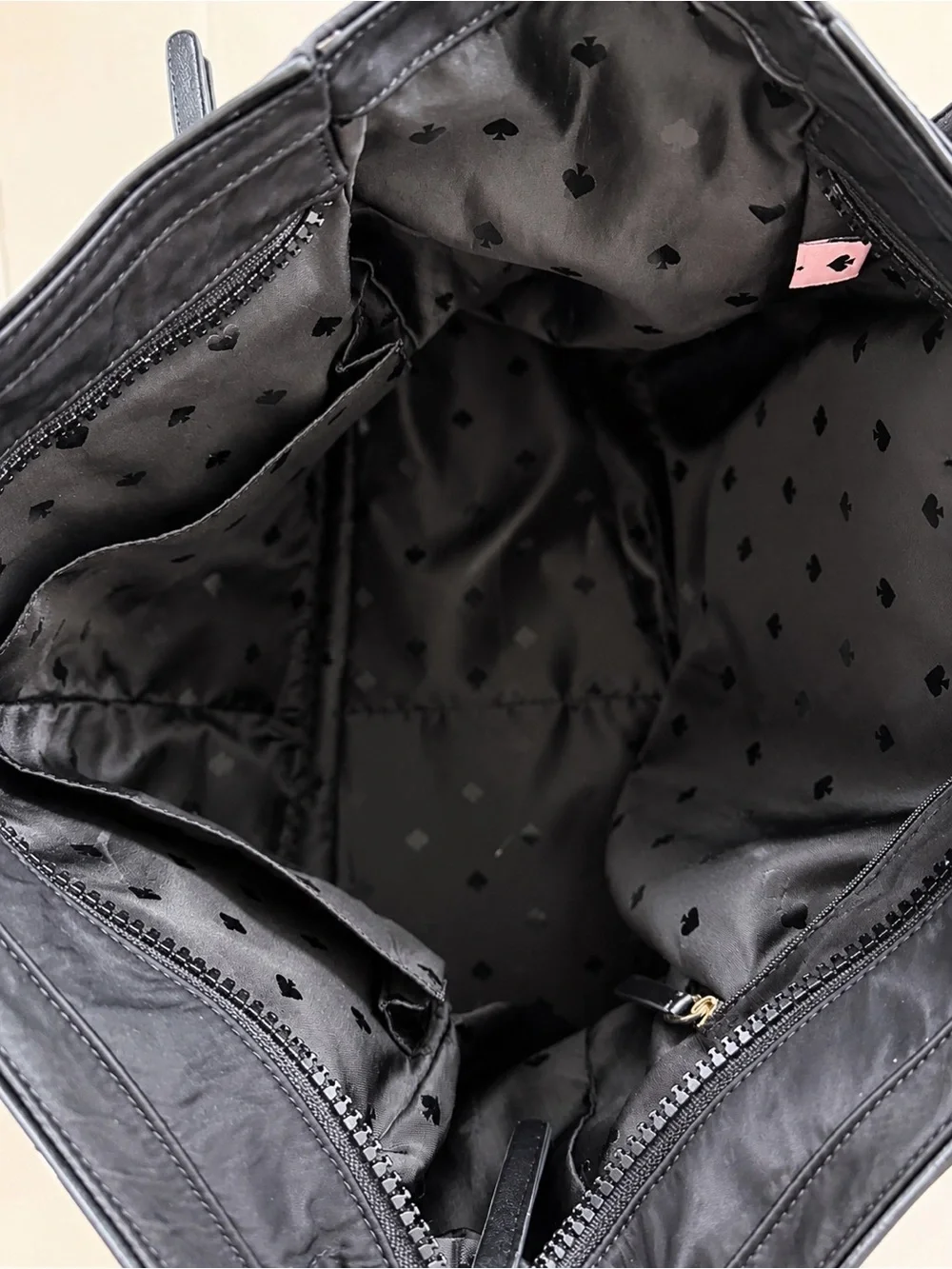 kate spade Black Nylon Tote with Gold Accents